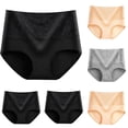 thumbnail image 4 of Sakmal Plus Size Underwear Women Pack Cotton Briefs High Waisted Panties No Show Yellow Panties for Ladies L,5-Pack, 4 of 5