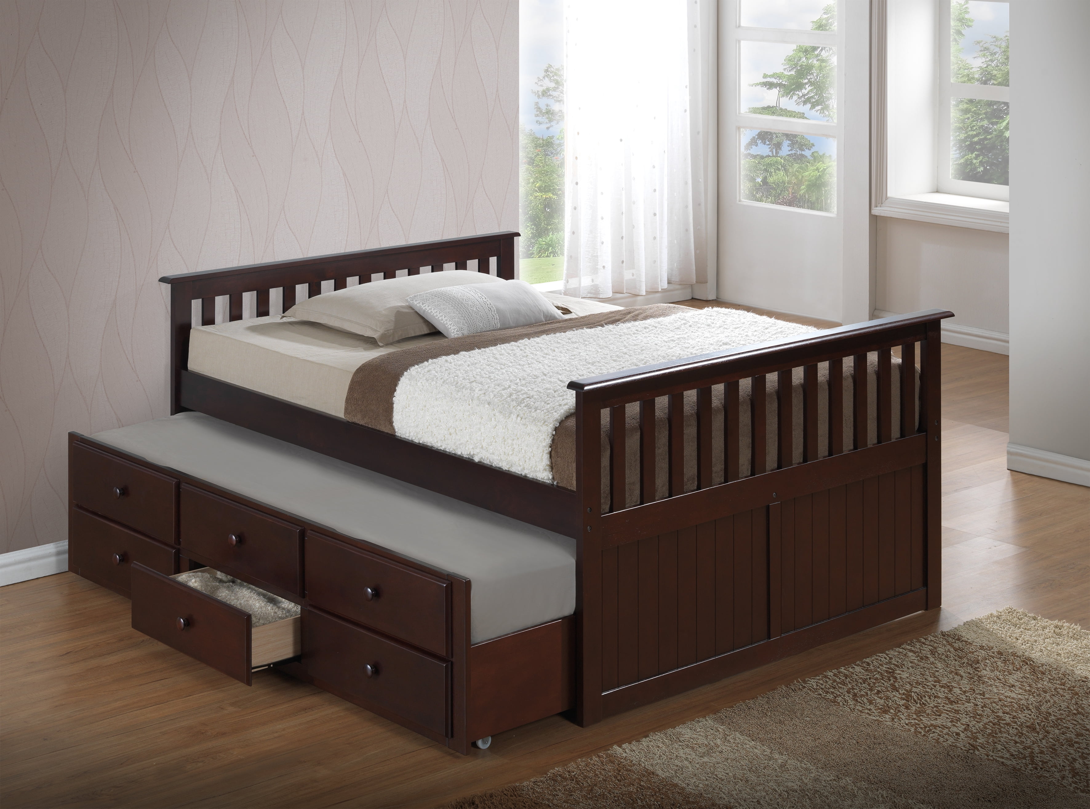 Storkcraft Marco Island Full Captain’s Bed with Twin Trundle, Espresso