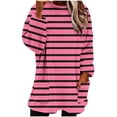 thumbnail image 3 of XPMWRP Fleece Pullover for Women Fuzzy Cozy Sweaters Striped Crew Neck Sweatshirts Thermal Warm Oversized Tops with Pockets Pink XXL, 3 of 9