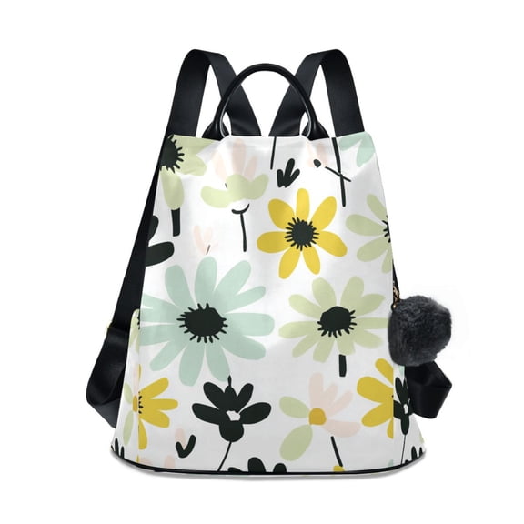 FORMRS Women's Travel Backpack Purse Anti-Theft Hidden Pockets Casual Shoulder Bag, White Flower