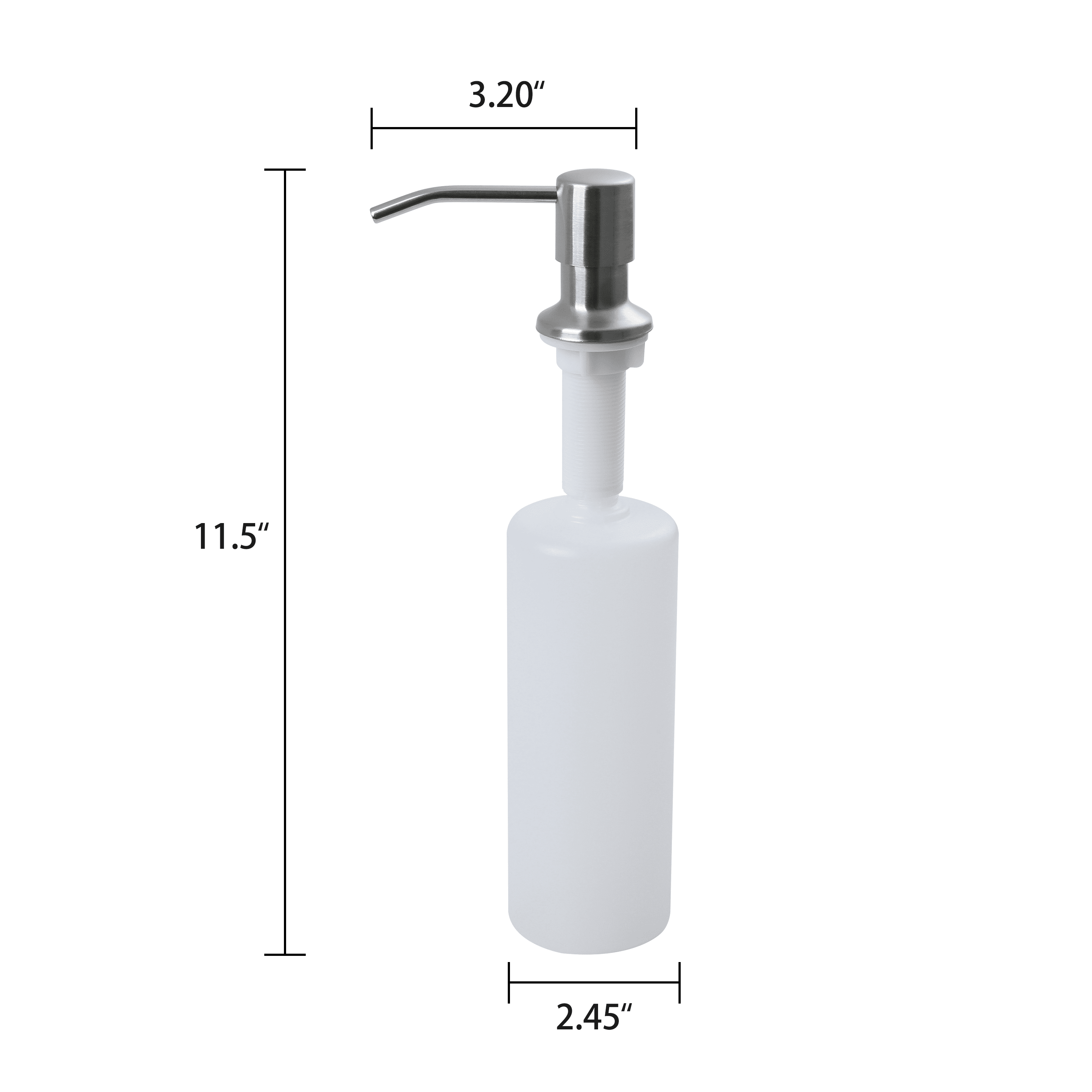 Mainstays 11.5" Stainless Steel Soap Dispenser Refillable 17oz Plastic White Bottle