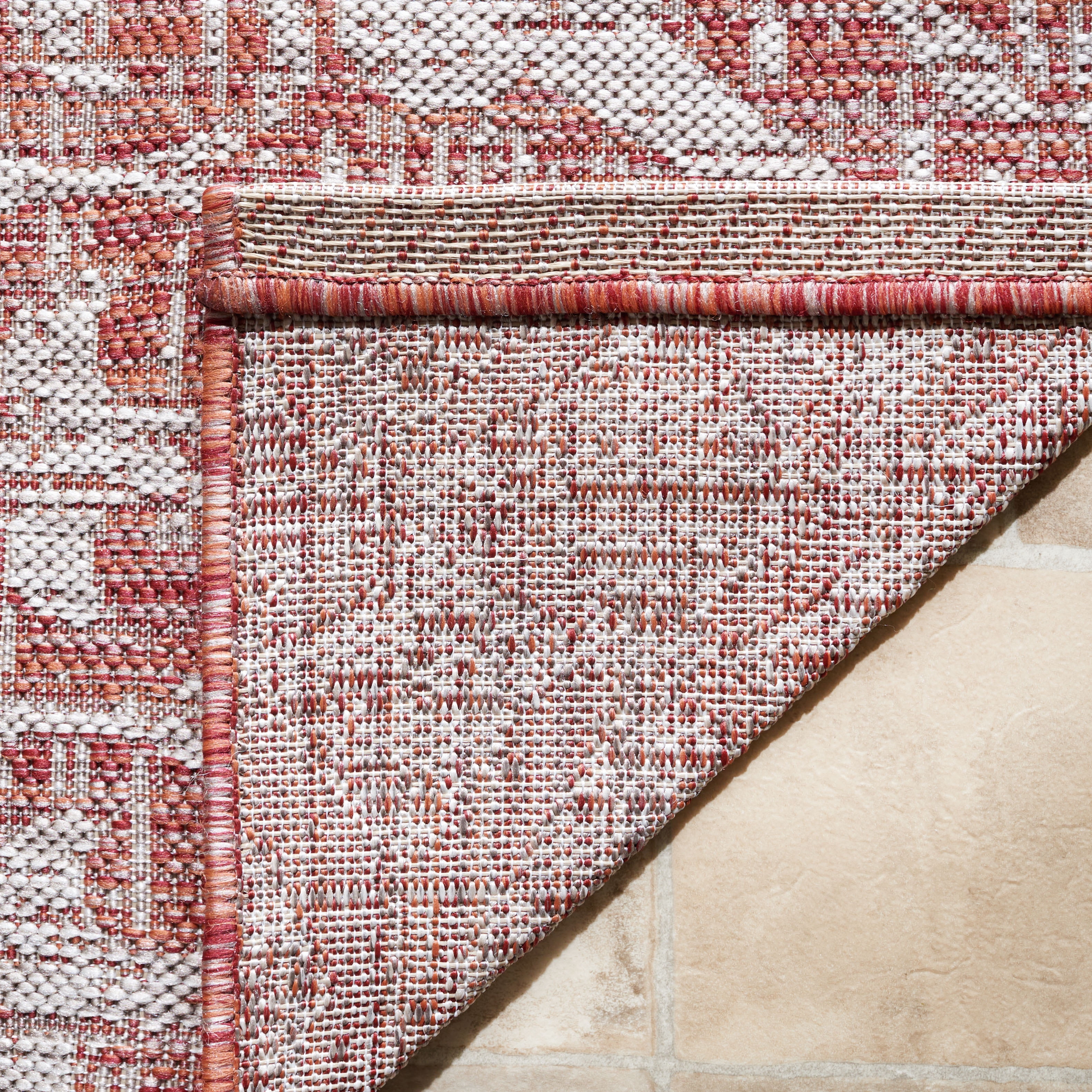Safavieh Courtyard Anson Geometric Indoor/Outdoor Area Rug, Rust/Gray, 6'7" x 9'6"