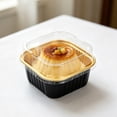 thumbnail image 6 of Cozeii Mini Square Cake Pans with Lids, 3.5 Inch Aluminum Foil Pans Disposable Cake Pans for Party Picnics Muffins Cupcakes (Black）, 6 of 6