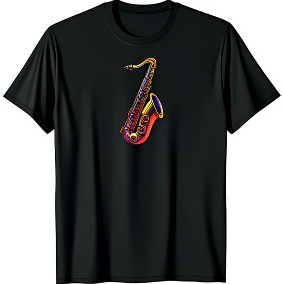 Vibrant Saxophone Graphic T-Shirt for Music Lovers Bold Colors Eye Catching Design