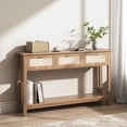 thumbnail image 4 of ELYKEN 51.2" W Rattan Console Table with 3 Drawers MDF, Oak Brown, 4 of 8