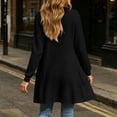 thumbnail image 4 of Idoravan womens long sleeve open front knit cardigan sweater with pockets Women Solid Color Long Sleeves Knit Cardigan Loose Curved Placket Tops, 4 of 5