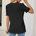 thumbnail image 4 of Mittory Eyelet Tops for Women Trendy Ruffle Trim Puff Short Sleeve Summer T Shirts V Neck Tunic Blouses, 4 of 8