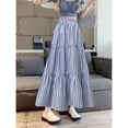 thumbnail image 3 of Womens Maxi Skirts Plus Size Blue and White Striped Tiered Maxi Skirt for Women Flowy Ruffle Boho Long Skirt S-2XL, 3 of 5