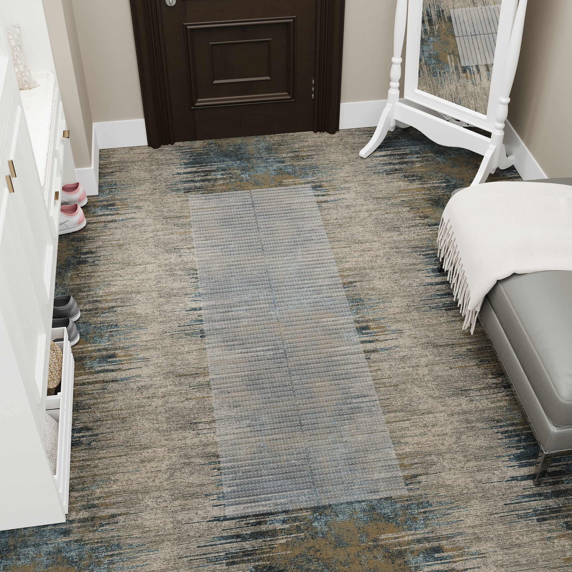 Ottomanson Clear Vinyl Carpet Protector Runner Rug, Waterproof Non-Slip Grip Mat for Entryway & Office, 2'2" x 7'