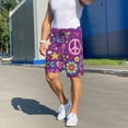 thumbnail image 4 of Haiem Peace Love and Dove Flower Power Men's Pajama Short with Soft Woven Cotton Elastic Waistband Sleep Short-Large, 4 of 9