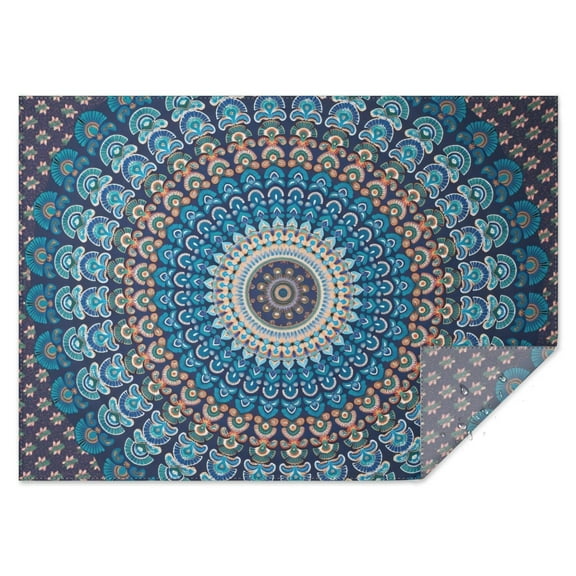 Rectangle Waterproof Tablecloth 60×84 Inch, Elastic Bohemian Style Reusable Indoor/Outdoor Durable Table Cover for Party Kitchen Dinner Room Decor