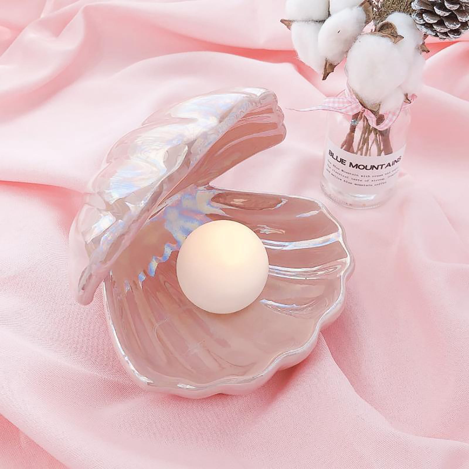 CMrtew Pearl Night Light, Shell Pearl Night Light Mermaid Decoration Shell Night Lamp Christmas Night Light Shell Night Light for Home Room Bedroom Decor Creative Night Light