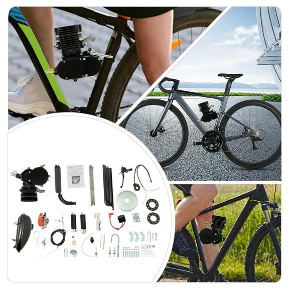 110cc 2-Stroke Bike Engine Kit – Motorized Bicycle Conversion Kit with CDI, Fuel Tank & Muffler for 26"/28" Bikes, 55km/h Max Speed