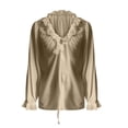 thumbnail image 4 of Helii Womens Tops Women's V Neck Pleated Front Collared Long Sleeve Ruffle Casual Blouse Top, 4 of 5