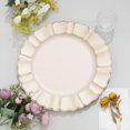 thumbnail image 3 of BalsaCircle 6 Beige Gold 13" Acrylic Wooden Textured Round Scalloped Trim Plastic Charger Plates, 3 of 8