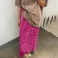 thumbnail image 3 of Sequin Skirt for Women Elastic High Waist Slimming Back Slit Straight Sparkly Long Maxi Skirt, 3 of 5