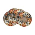 thumbnail image 2 of Round Table Placemats 14 Inch Diameter, Fall Table Decorations, Rustic Farmhouse Decor, Black and White Pumpkins, Printed with Orange Pumpkins, Sunflowers and Fall Leaves,, 2 of 6