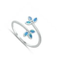 thumbnail image 4 of CHOOSE YOUR COLOR Blue Simulated Opal Leaves Open Promise Ring .925 Sterling Silver Band CZ Female Size 5, 4 of 4