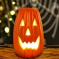 thumbnail image 2 of Halloween Pumpkin Lantern Battery Operated Plastic Pumpkin Statue Light Up Pumpkin Lamp Halloween Home Table Decor, 2 of 8