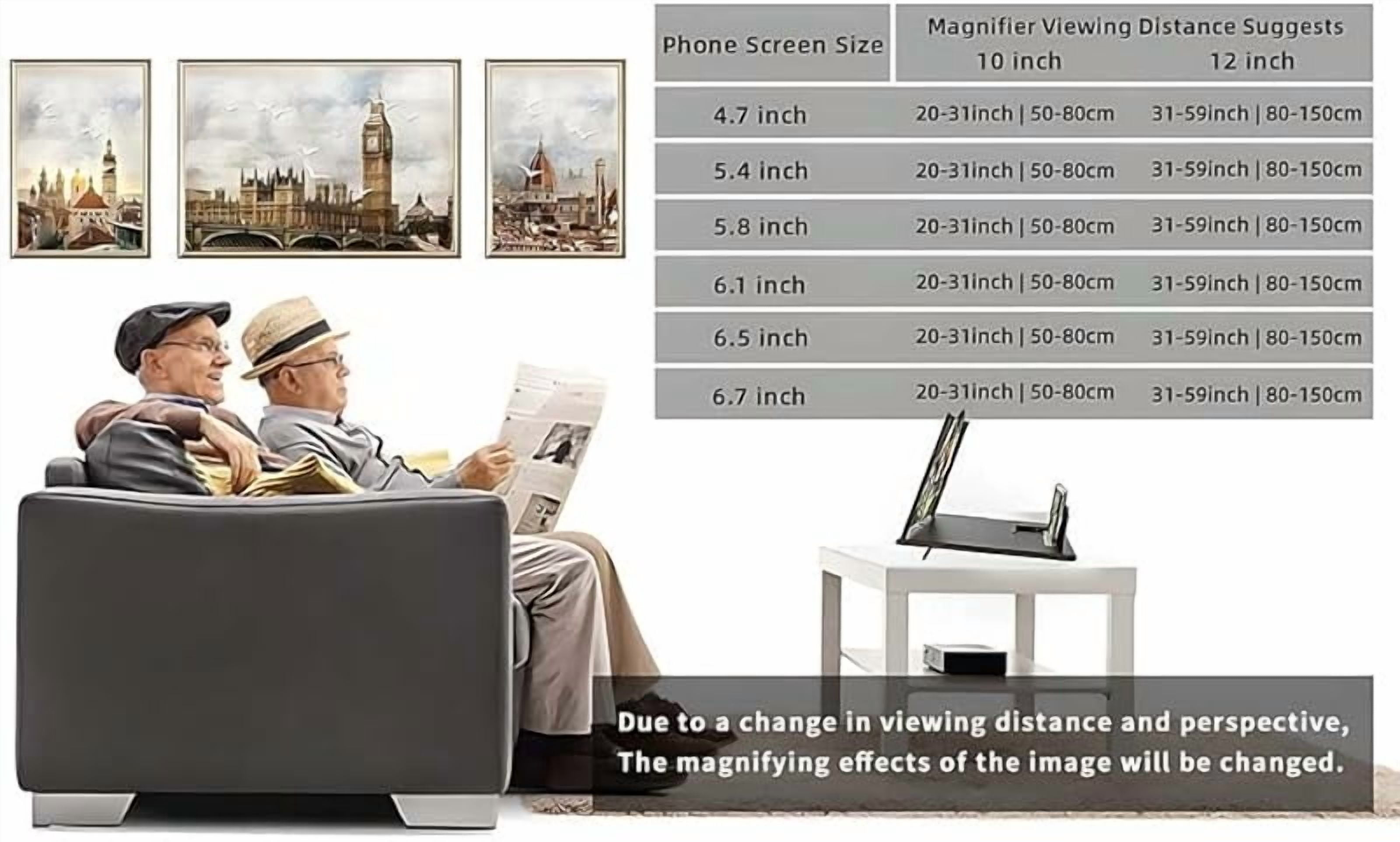 12"Mobile Phone Magnifier - Ultra-HD Screen Magnifier for Easy TV Viewing Orientation for Landscapes Use Eye Protection Full-Screen Mobile Phone Magnification