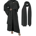 thumbnail image 2 of IBTOM CASTLE Muslim Chiffon Abaya for Women Open Front Cardigan Modest Dress with Hijab Scarf Middle East Arabian Robe Islamic Long Dress M Black, 2 of 8