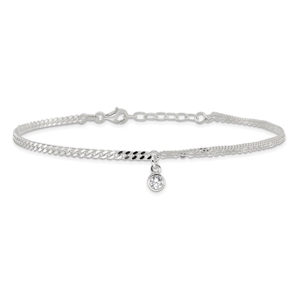 Auriga 925 Sterling Silver Cubic Zirconia Fancy Anklet 9inch for Women