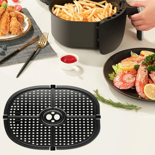 Air Fryer Grill Pan for Instant Vortex Plus Air Fryers 9.65IN Upgraded Square Crisper Plate Tray Non Stick Air Fryer Replacement Parts Accessories Rack with Rubber feet Dishwasher Safe Walmart