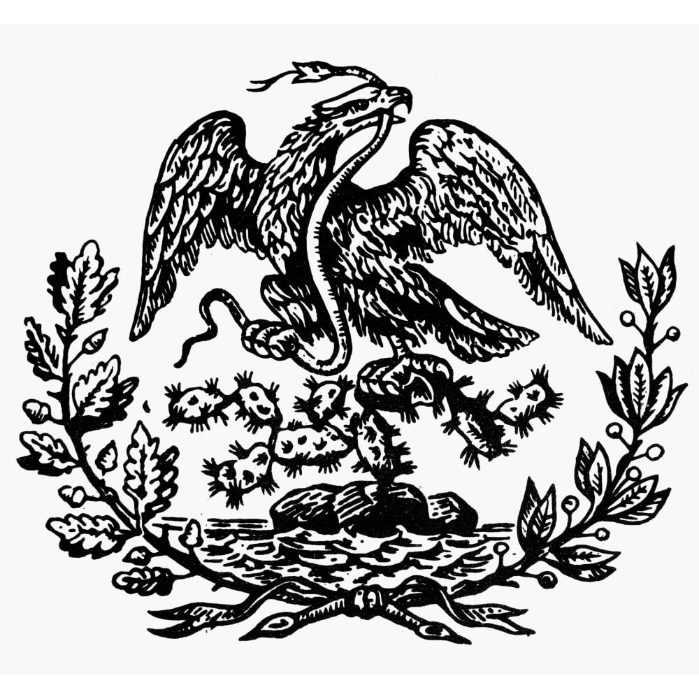 Mexican Coat Of Arms. /N19Th Century Mexican Seal. Poster Print by (24 ...
