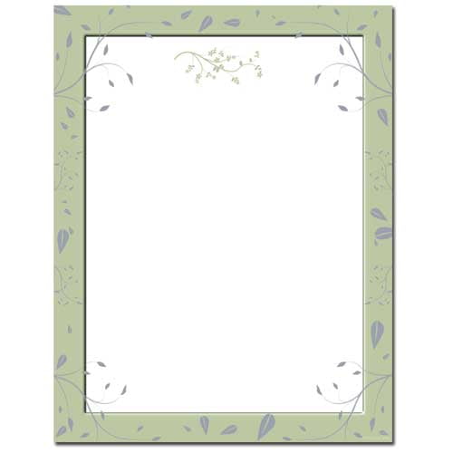 Sage Leaves Letterhead Printer Paper, 100 Sheets