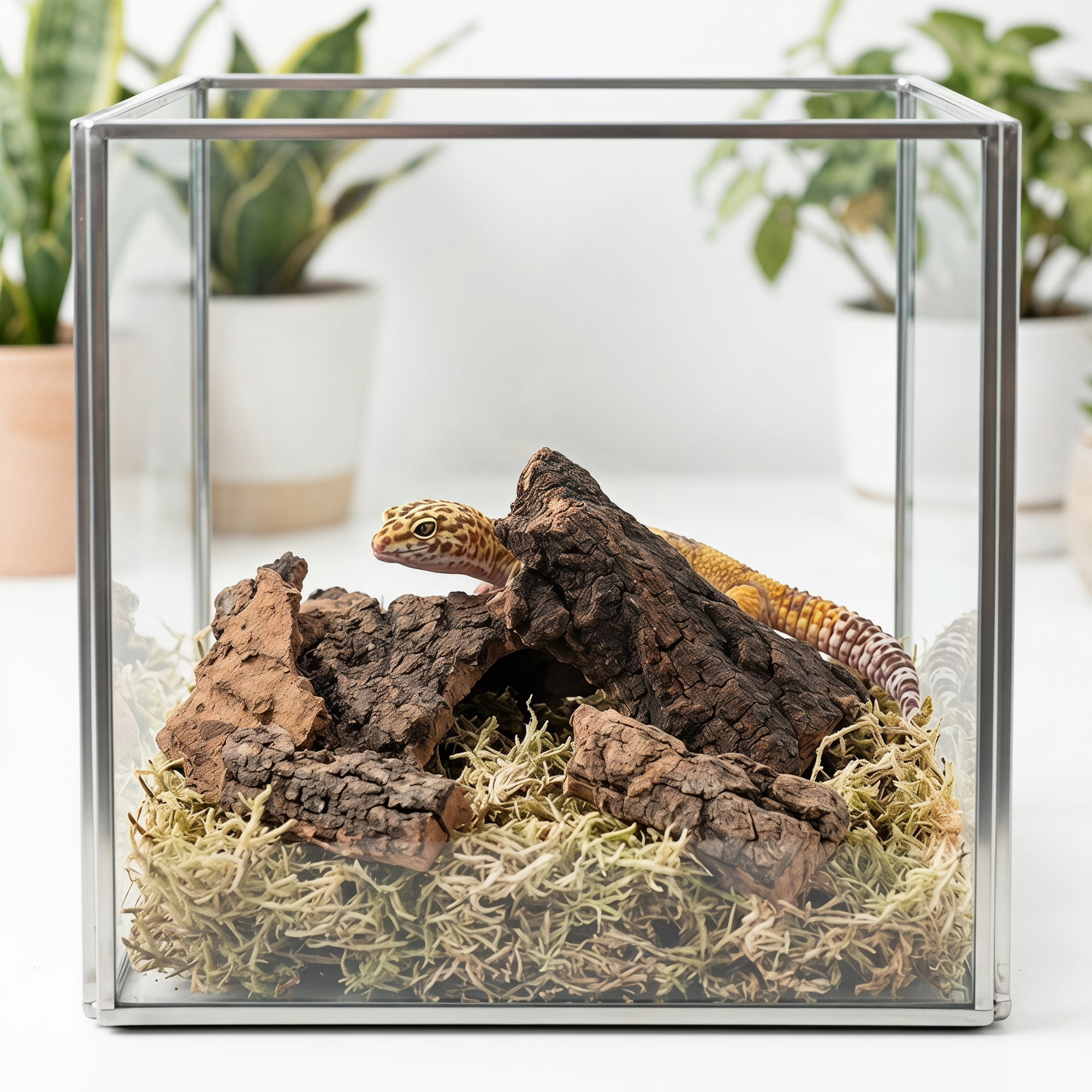 OUNONA 1Set Reptile Cork Bark Pieces for Terrarium Bedding and Climbing Background in Brown