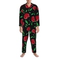 thumbnail image 3 of Fotbe Cherry Pattern Long Sleeve Pajama Set for Men,Sleepwear Set,2-piece Loungewear Set,Soft PJs Comfy Nightwear with Pockets-Large, 3 of 7