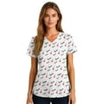 thumbnail image 5 of Dwralegc Valentines Day Scrub Tops Women Cute Comfortable T Shirts with 2 Pockets Short Sleeve Love Heart Print V Neck Nursing Workwear Stretch White 3XL, 5 of 5