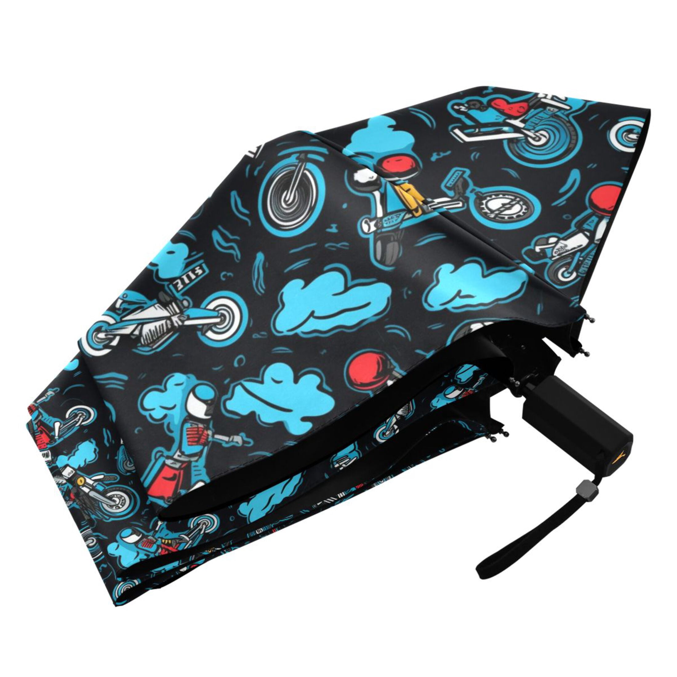 Motorbike and Biker Compact Sun Umbrella Windproof Travel Umbrellas for Rain Strong Portable UV Protection