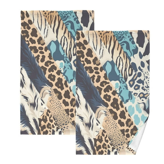 joogoo 2 PCs Hand Towels Sets Leopard Print Cotton Face Towel Bathroom Decorative