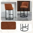 thumbnail image 5 of CQSXDA Modern Set of 2 Linen Fabric Upholstered Accent Bar Stools with Backrest, for Counter Height Kitchen Islands, Orange, 5 of 19