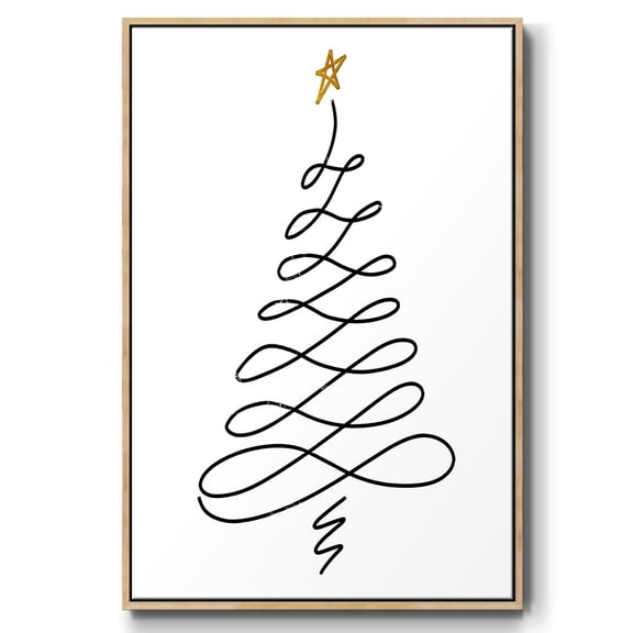 Christmas Tree III - Framed Gallery Wrapped Holiday Canvas - 17 x 25 - Natural Wood Frame