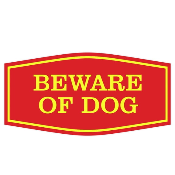 Fancy Beware of Dog Sign (Red/Yellow) - Small