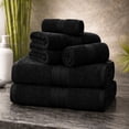 thumbnail image 2 of Ample Decor Bathroom Towel Set of 6 - 2 Hand Towel, 2 Bath Towel, 2 Wash Cloths - Black, 2 of 6