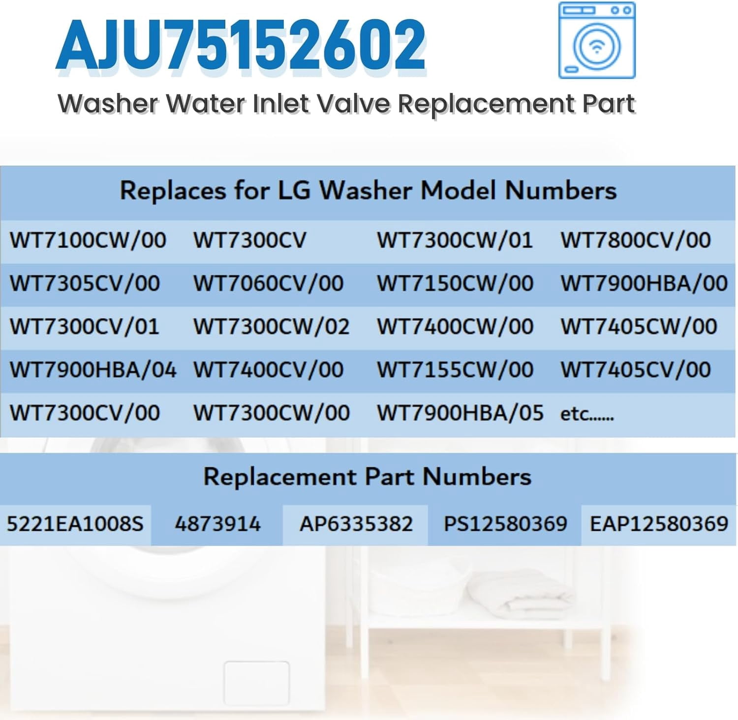 RVKXHD Washer Inlet Valve Assembly AJU75152602 Fit for LG Washer WT7305CV WT7305CW WT7150CW WT7300CW WT7900HBA WT7060CV WT7800C Replaces 5221EA1008S, 4873914, AP6335382, PS12580369 etc. DC12V