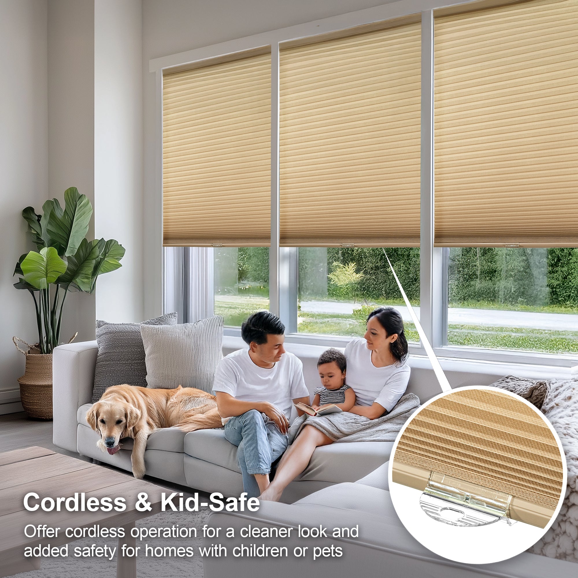 Chicology Light Filtering Cellular Shade, Morning Croissant, 63.75"W X 48"H