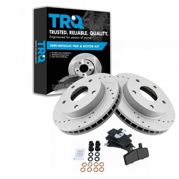 TRQ Front Performance Brake Pad & Rotor Kit Brake Pads Brake Rotors Set Semi-Metallic Premium G-Coated Fits Select 1994-1999 Dodge Ram 1500
