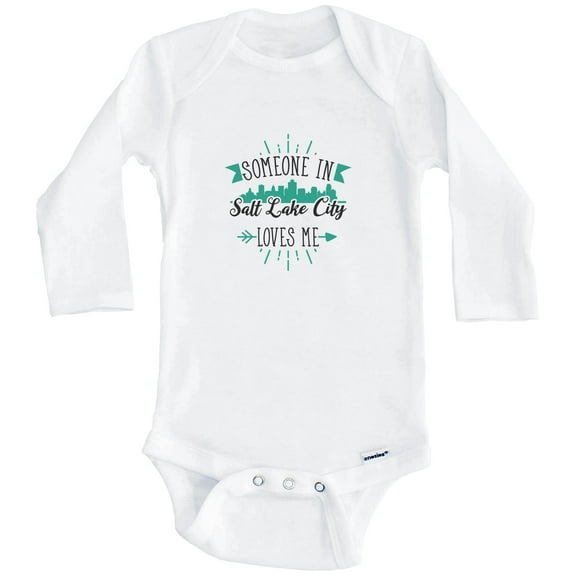 Someone In Salt Lake City Loves Me Salt Lake City UT Skyline One Piece Baby Bodysuit (Long Sleeve), 0-3 Months White
