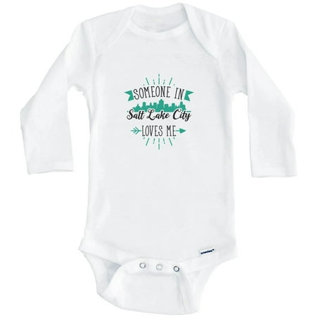 

Someone In Salt Lake City Loves Me Salt Lake City UT Skyline One Piece Baby Bodysuit (Long Sleeve) 3-6 Months White