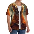 thumbnail image 2 of Balery Maple Leaf Meditating Chihuahua Camisa Casual de Manga Corta con Botones para Hombre, Texturizada, Estilo Cubano, para Playa, Verano-Large, 2 of 5