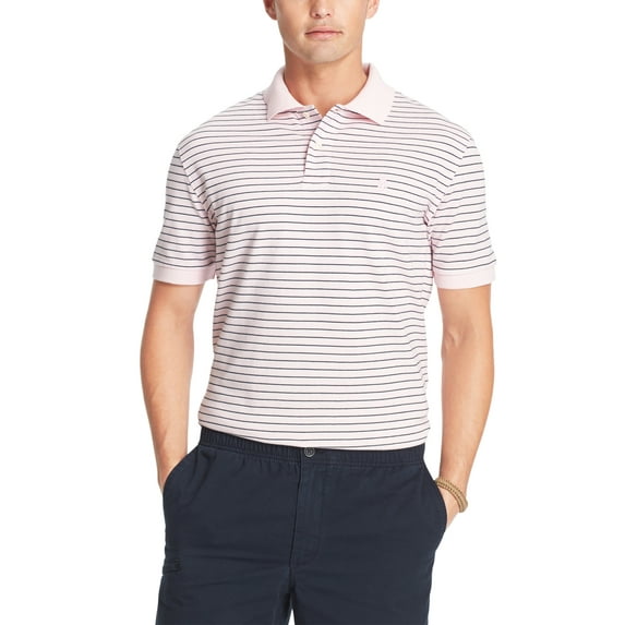 IZOD Men's Short Sleeve Coastal Prep Feeder Stripe Pique Polo