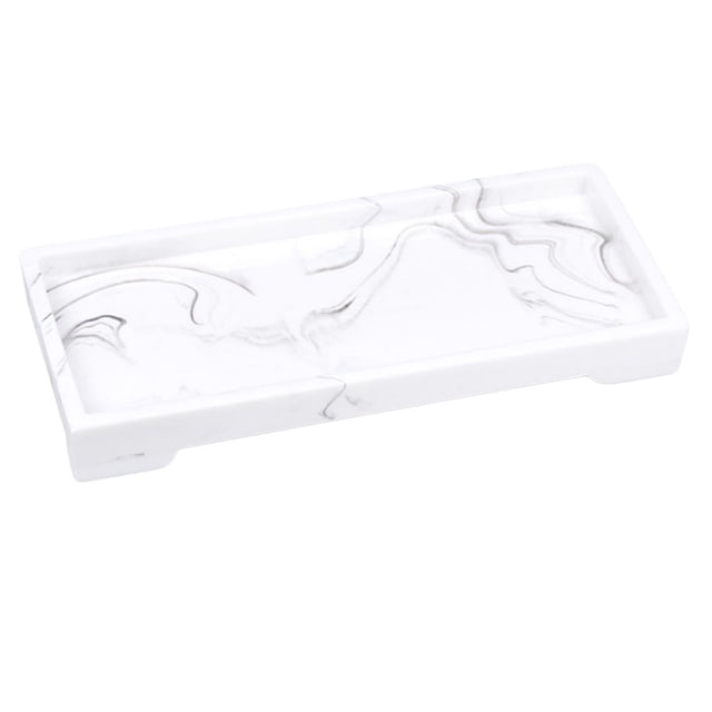 Tocador De Marmoleo Bandeja De Tocador Soporte De Placa Cosméticos Vela Organizador De Perfumes Blanco Sunnimix bandeja de tocador de baño