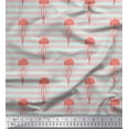 thumbnail image 1 of Soimoi Green Poly Georgette Fabric Stripe & Jellyfish Ocean Print Fabric by the Yard 42 Inch Wide, 1 of 3