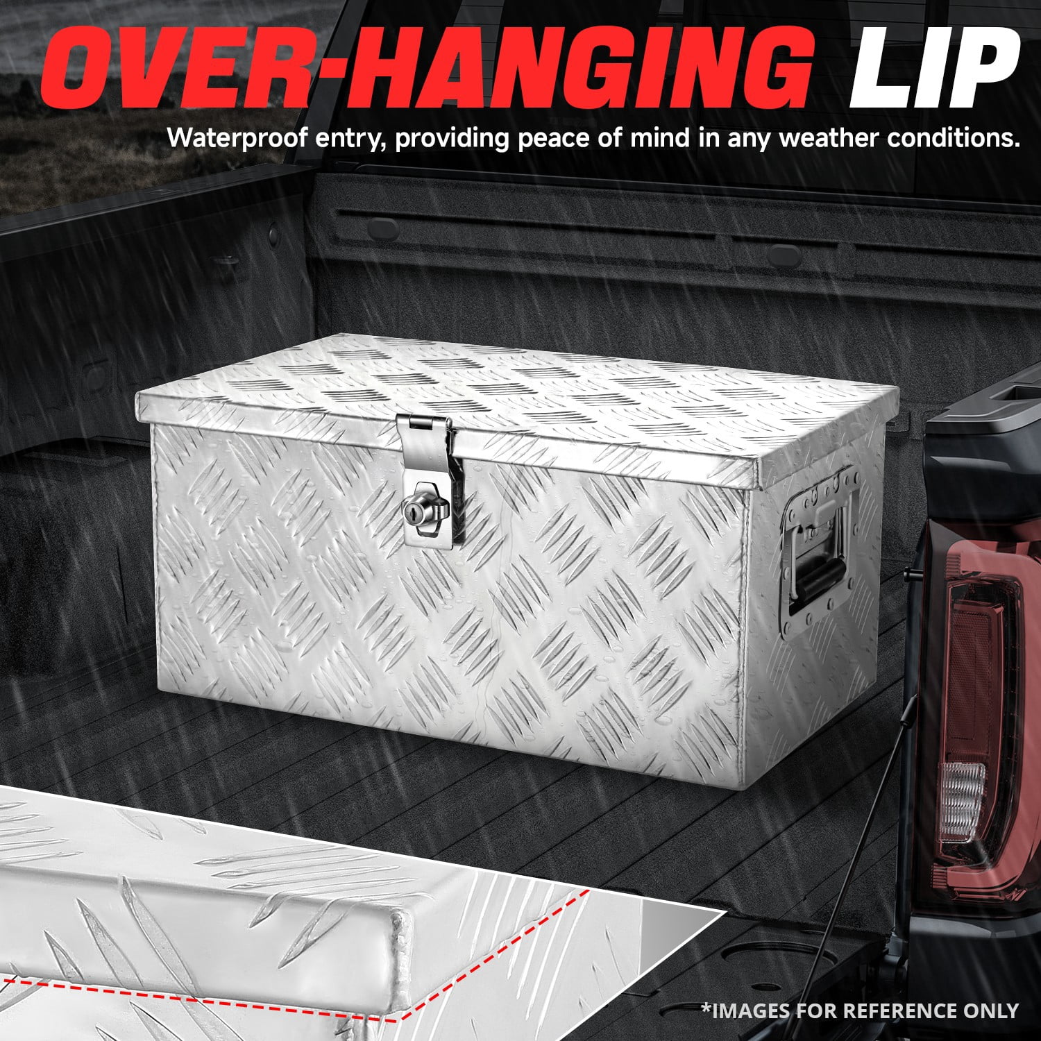 DNA Motoring 20"x10"x12" Aluminum Pickup Truck Trailer Trunk Bed Tool Storage Box w/ Side Handle