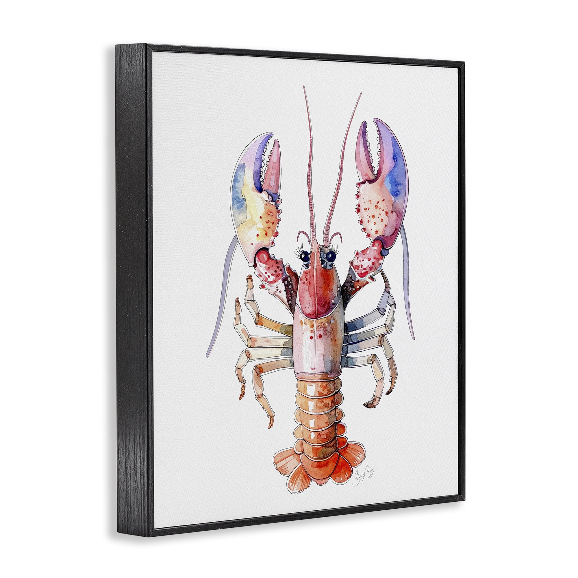 Stupell Industries Coral Claw Lobster Black Framed Giclee Art, design by Shelly Craig