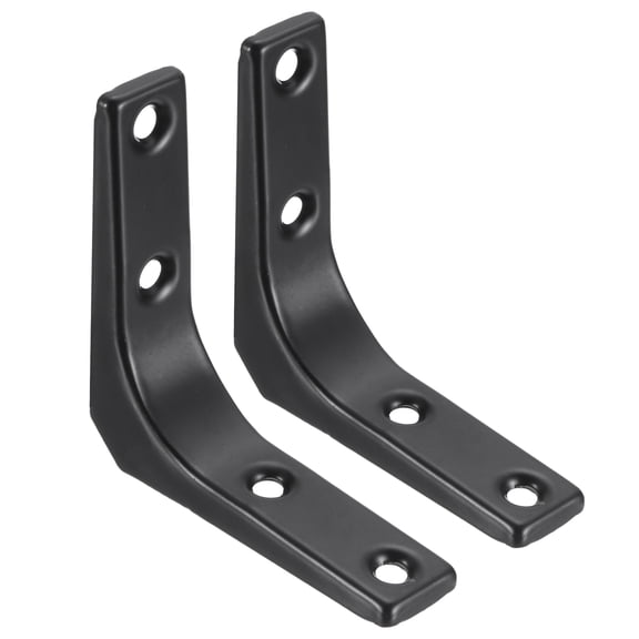 Uxcell 2Pcs Floating Shelf Brackets, 3 x 3 Inch Heavy Duty Wall Shelf Supports, Steel Joint Angle Brackets for Wood Shelves, Cabinets, Countertop Support, Black